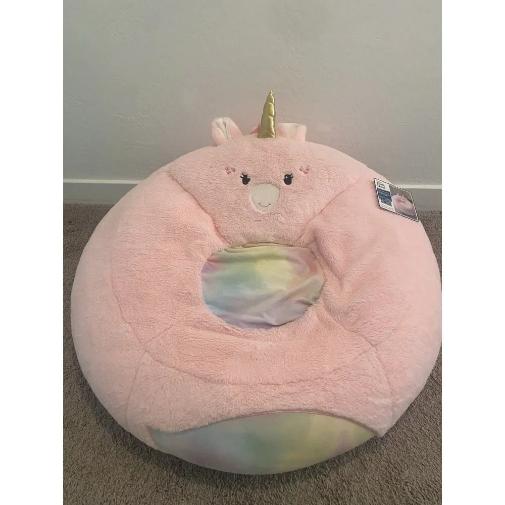 Your Zone Kids, Pink Soft Plush Unicorn Large Bean Bag Chair, Girls Kids 2.25 ft - Picture 6 of 11